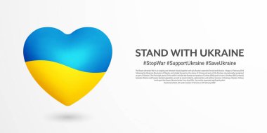 Ukrayna Vektörü 3D Kalp Ukrayna Bayrağı Beyaz Arkaplanda İzole Edildi