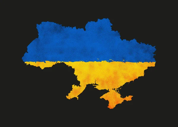 Ukraine Map Vector Grunge Український національний прапор Ізольований на чорному — стоковий вектор