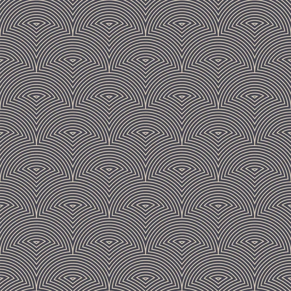 Linie Kunst Halbkreise Orientalische nahtlose Muster Vektor Grau abstrakter Hintergrund — Stockvektor
