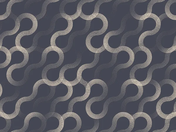 Intricate Curved Overlay Lines Vector Seamless Pattern Retro Abstract Background — Stockvektor