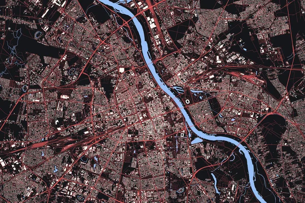 Warszawa City Capital of Poland Vector Extremt detaljerad karta Abstrakt bakgrund — Stock vektor