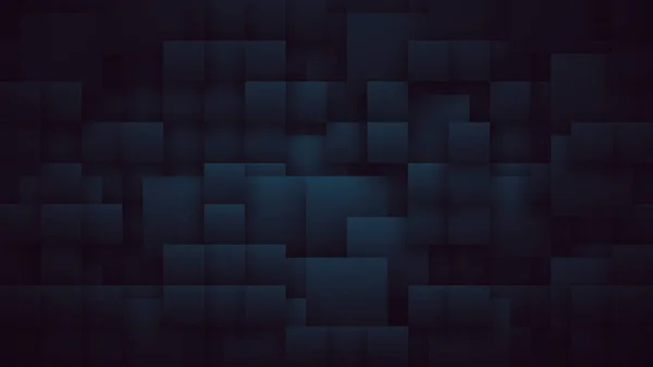 3D weergegeven verschillende grootte vierkante blokken structuur donkerblauw abstracte achtergrond — Stockfoto