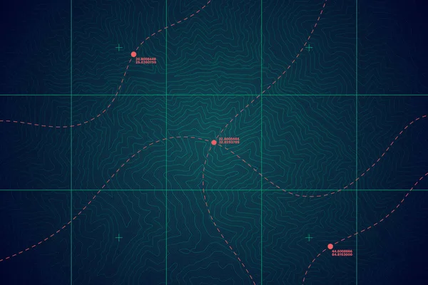 Top View Of The Mountain Range Vector Kort Gedetailleerde Topografische Contourkaart — Stockvector