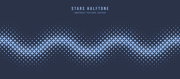 Sterren Halftone Geometrische Naadloze Patroon Vector Continu Golvende Lijn Navy — Stockvector