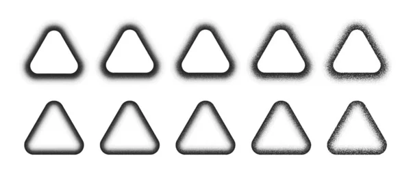 Různé Varianty Vektoru Ručně Kreslené Zrnité Vybledlé Zaoblené Trojúhelníky Abstraktní — Stockový vektor