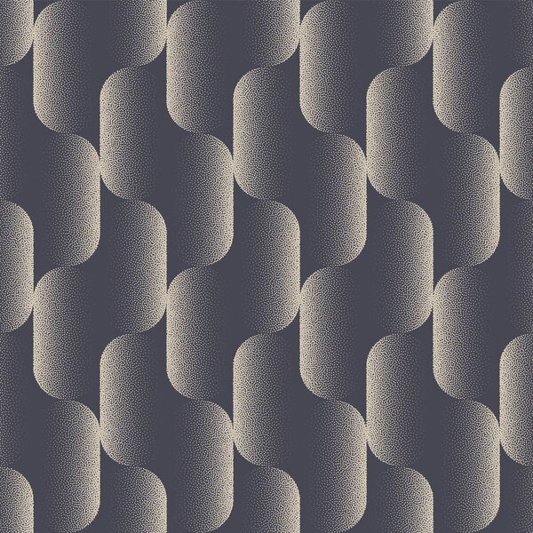 50s 60s 70s Retro Fashion Catchy Seamless Pattern Vector Waveform Abstract Background. Classy Fashionable Textile Design Repetitive Gray Wallpaper. Half Tone Graphic Psychedelic Style Art Illustration