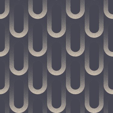 Chic Boho Tekstil Tasarımı Kusursuz Desenli Şekil Vektörü Soyut Arkaplan. 50 'lerin 60' ları, 70 'lerin modaya uygun süs taneli doku yinelenen gri duvar kağıdı. Yarım Tonlu Sanat Dekorasyonu