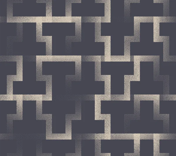 精炼的线条东方装饰格子无缝图案矢量背景 复杂的迷宫结构 细腻的纹理复用灰色壁纸 半色调艺术图解 — 图库矢量图片