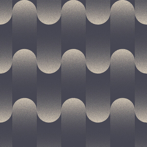 Retro Psychedelic Style Seamless Pattern Vector Stippled Abstract Background. Old Fashioned 50s 60s 70s Textile Design Grain Texture Repetitive Gray Wallpaper. Halftone Wavy Structure Art Illustration