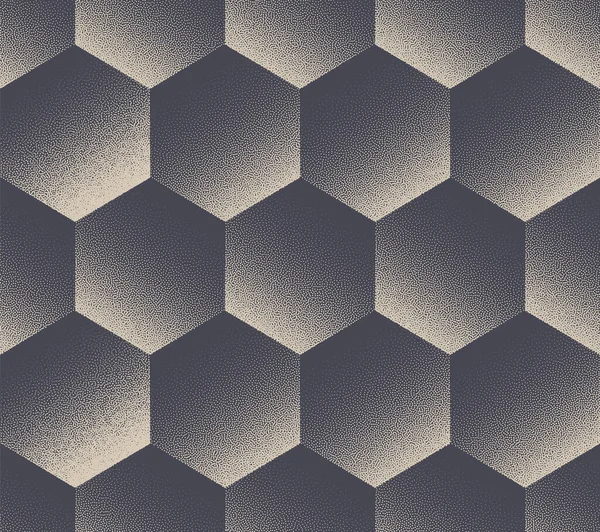 ハニカム構造幾何学的シームレスパターンベクトルストライプ要約背景 六角形セルグリッド材料粒状テクスチャエンドレスグレーの壁紙 ハーフトーン未来派テクノロジーアートイラスト — ストックベクタ