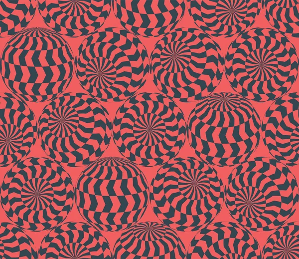 Checkered Chevron Patterned Balls Different Positions Psychedelic Art Seamless Abstract — ストックベクタ