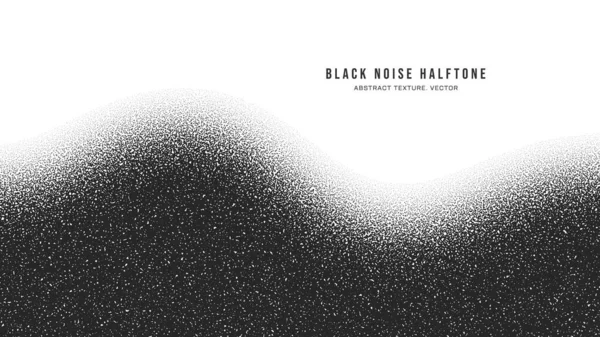 Black Noise Stipple Dots Halftone Pattern Vector Smooth Wavy Border — Archivo Imágenes Vectoriales
