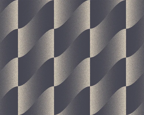 Wavy Strips Checkered Flag Seamless Pattern Vector Dotted Abstract Background — Stock vektor