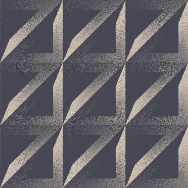 Çağdaş Brutalizm Katı Geometri Kusursuz Desen Vektörü Soyut Arkaplan. Eğimli Üçgen Şebeke Yapısı Tekrarlayan Grafik Duvar Kağıdı. Modern Yarım Ton Devamlı Sanat Çizimi