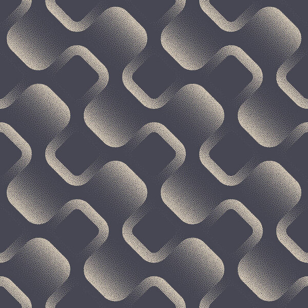 Various Rounded Squares Angled Structure Seamless Pattern Vector Abstract Background. 50s 60s 70s Retro Fashion Classy Textile Design Repetitive Wallpaper. Half Tone Graphic Loopable Art Illustration