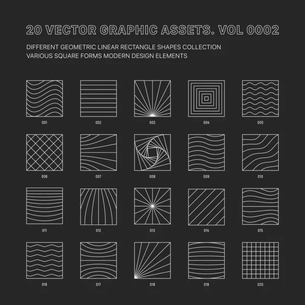 Vector Graphic Assets Various Outline Geometric Square Shapes Collection Isolate — 图库矢量图片