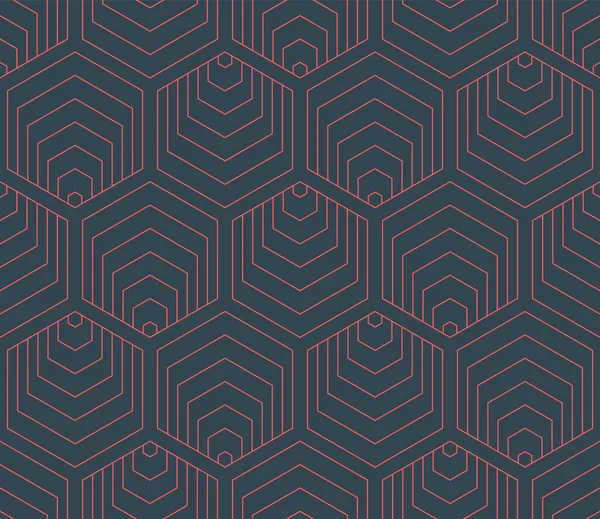 Modern Hexagons Outline Seamless Pattern Vector Techno Rave Abstract Background — Vector de stock