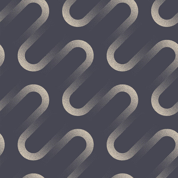Dynamic Energetic Wavy Linear Structure Seamless Pattern Vector Abstract Background. Old Fashioned Retro Style Textile Design Repetitive Pale Grey Wallpaper. Half Tone Art Endless Graphic Illustration