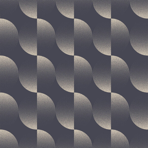 Old Fashioned 50s 60s 70s Shift Circles Seamless Pattern Vector Abstract Background. Retro Psychedelic Style Geometric Textile Design Repetitive Pale Grey Wallpaper. Half Tone Art Endless Illustration