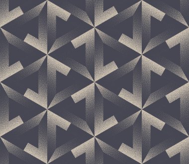 Split Triangles Motley Fashionable Stipple Repetitive Pattern Vector Abstract Background. Decorative Triangular Motif Retro Eccentric Fashion Textile Design. Halftone Art Geometric Catchy Illustration
