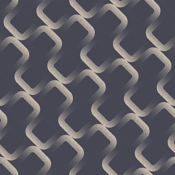 Weaving Tilted Structure Stipple Seamless Pattern Vector Abstract Background. Angled Rounded Squares Motif Dot Work Subtle Texture Repetitive Pale Grey Wallpaper. Halftone Art Psychedelic Illustration