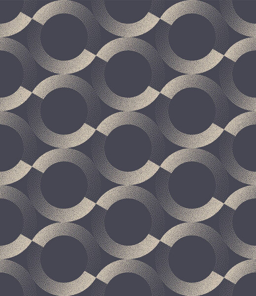 Fancy 50s 60s 70s Stipple Circles Seamless Pattern Vector Abstract Background. Stylish Textile Design Dotwork Grainy Texture Repetitive Pale Grey Wallpaper. Halftone Art Classy Retro Illustration