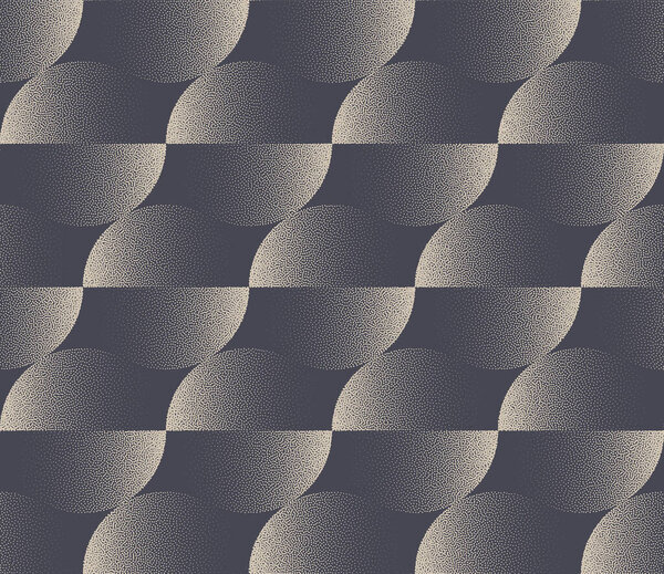 Classy Split Circles Stipple Seamless Pattern Vector Gray Abstract Background. 50s 60s 70s Retro Textile Design Dot Work Grainy Texture Repetitive Pale Grey Wallpaper. Halftone Art Retro Illustration
