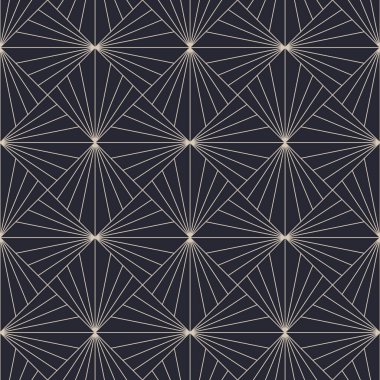Outline Rhombus Art Deco Seamless Pattern Vector Luxurious Abstract Background. Fashionable Trendy Posh Classic Artdeco Motif Linear Structure Endless Elegant Wallpaper. Line Art Graphic Illustration