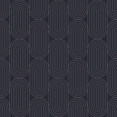 Stylish Art Deco Vintage Outline Art Seamless Pattern Vector Abstract Background. Trendy Fashionable Linear Geometric Retro Artdeco Motif Repetitive Wallpaper. Line Art Graphic Luxurious Illustration