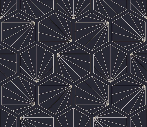 Outline Hexagons Art Deco Seamless Pattern Vector Premium Abstract Background — Vector de stock