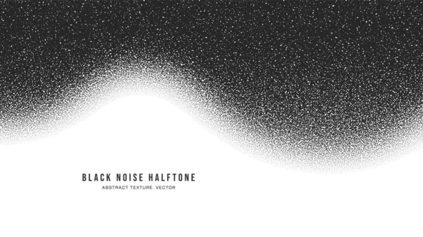 Black Noise Stipple Dots Halftone Pattern Vector Smooth Wave Border — Vetor de Stock