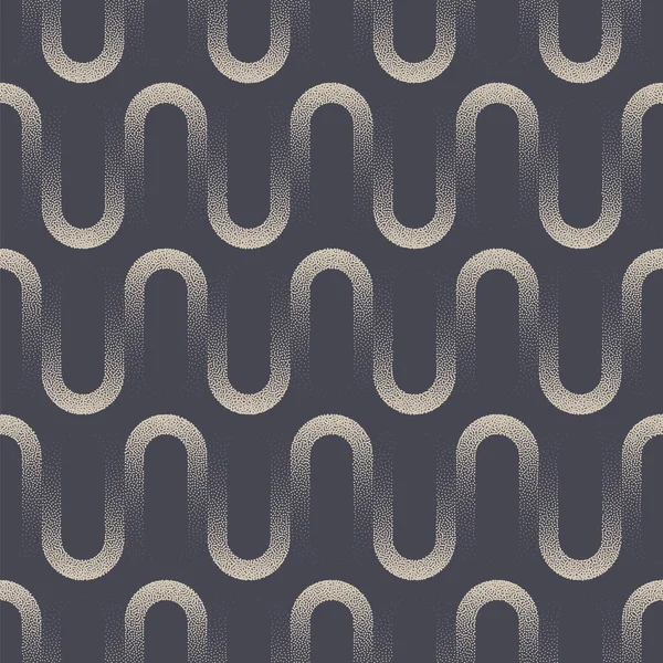 Elegant Wavy Lines Stipple Seamless Pattern Vector Fancy Abstract Background — Archivo Imágenes Vectoriales