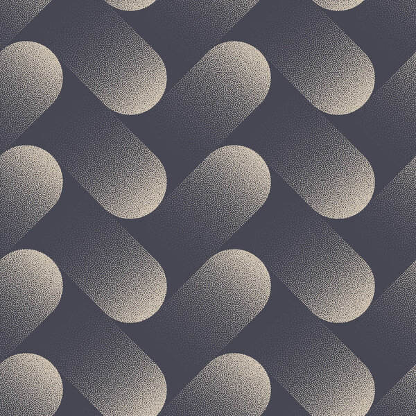 Dynamic Herringbone Structure Stipple Seamless Pattern Vector Abstract Background. Movement Structure Dot Work Graphic Grainy Texture Repetitive Grey Wallpaper. Half Tone Art Contemporary Abstraction
