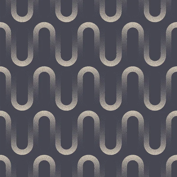 Elegant Wavy Lines Stipple Seamless Pattern Vector Fancy Abstract Background —  Vetores de Stock