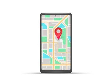 Haritası kırmızı noktalı akıllı telefon
