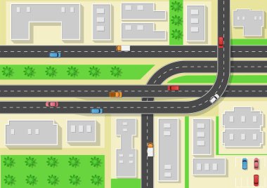 Şehir manzara üstten görünüm kavramı