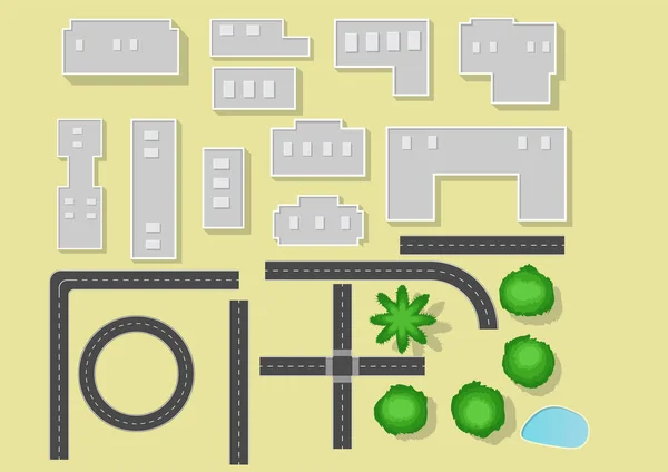 Symbolset Für Park Und Stadtelement Von Oben — Stockvektor