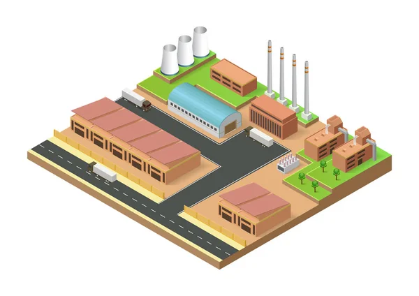 Vector Isométrico Del Edificio Planta Energía Geotérmica — Archivo Imágenes Vectoriales