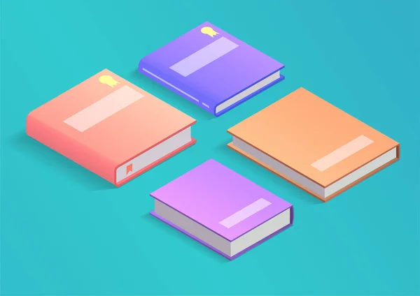 Isometrische Boeken Met Pastelkleur — Stockvector