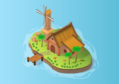 Tatil evi ve yel değirmeni olan Isome güzel adası