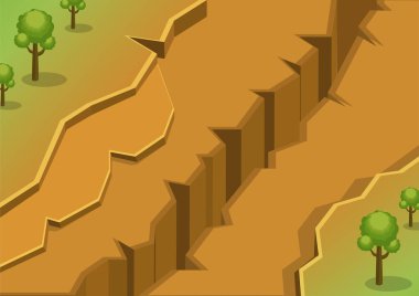 isometric rock hills separated by ravines