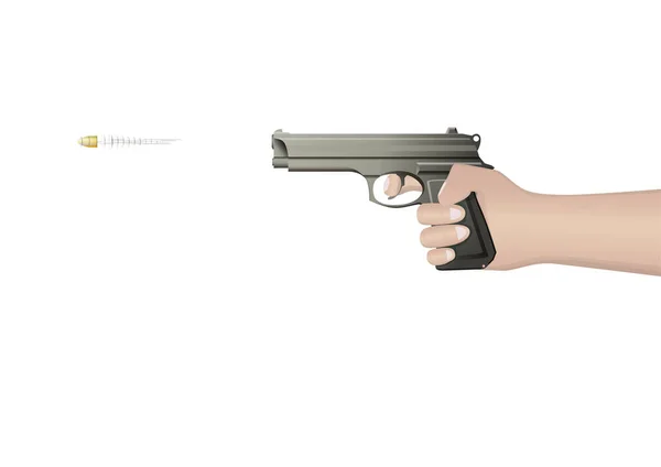 Side View Hand Holding Gun Isolated White Background — Stock Vector