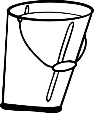 Su için bir demir kova. Kartpostallar ve boyama kitapları için. Elle çizilmiş vektör illüstrasyonu.