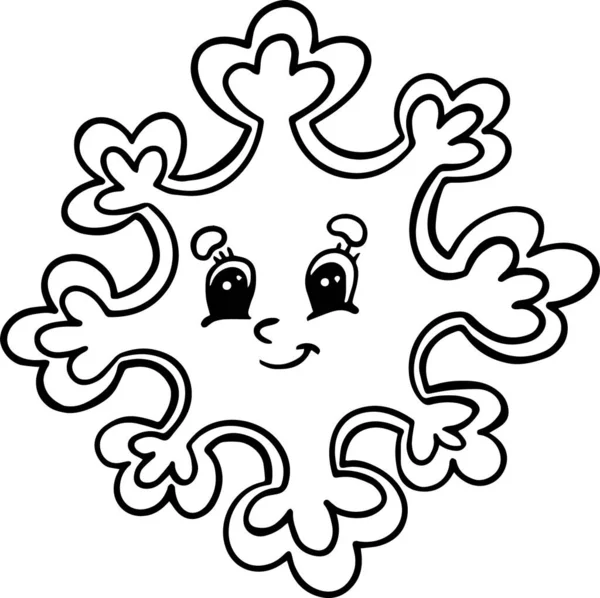 Webcute Snowflake Face Postcards Coloring Books Vector Illustration Drawn Hand — Stock Vector