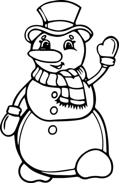 Webcute Snowman Hat Postcards Coloring Books Vector Illustration Drawn Hand — Stock Vector