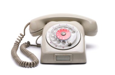 Beyaz arka plan üzerinde izole eski stil telefon