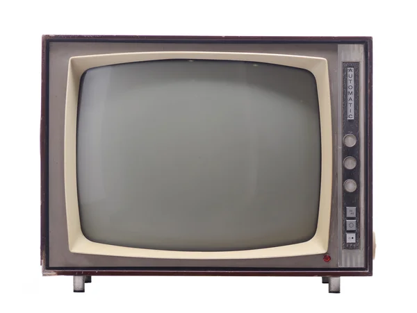 흰색 배경에 고립 된 빈티지 텔레비전 스톡 사진