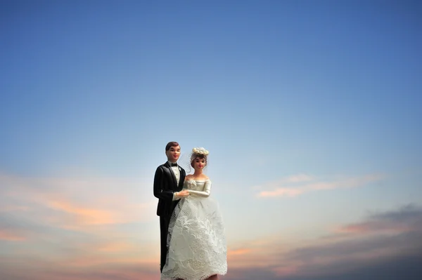Casamento casal noiva e noivo bonecas — Fotografia de Stock