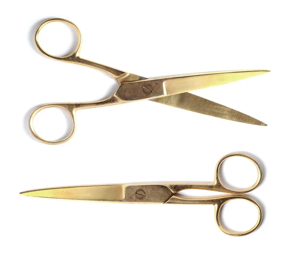 Golden vintage scissors — Stock Photo, Image