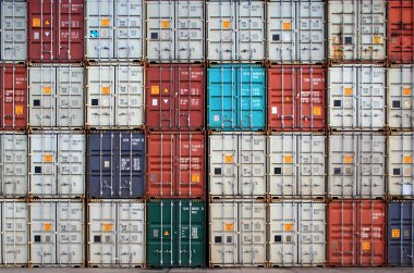 containers in an international port container shipping